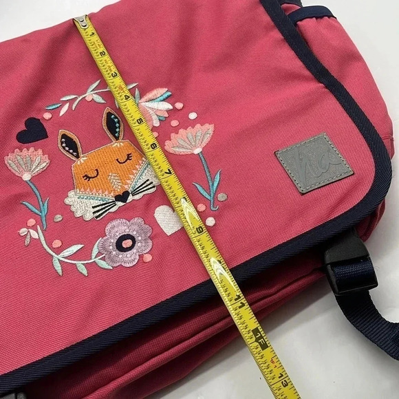 Hanna Andersson Embroidered School Messenger Bag Floral Fox Pink - Picture 8 of 17